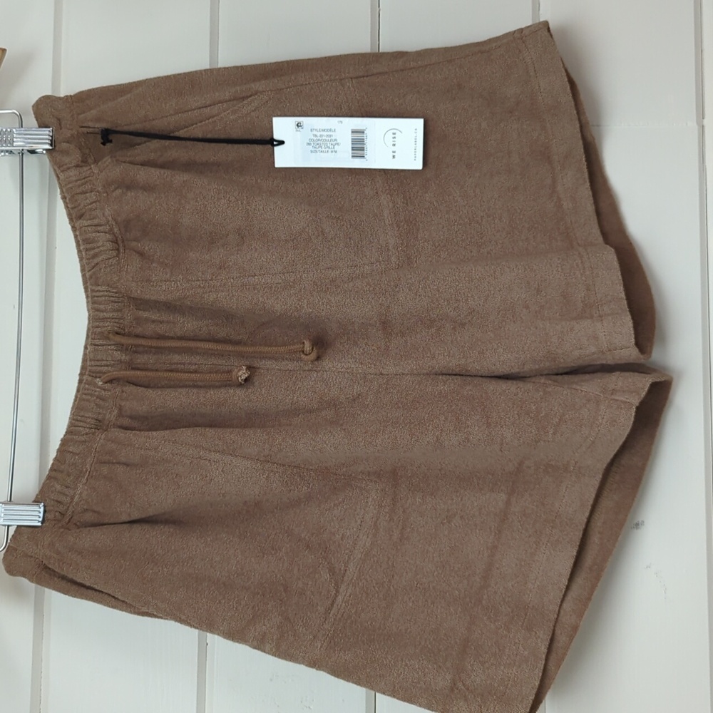 Paper Label Women's Terry Drawstring Shorts in Brown